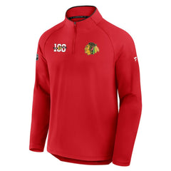 NHL Chicago Blackhawks Fanatics Authentic Pro Rink Training Centennial Raglan Quarter-Zip Pullover