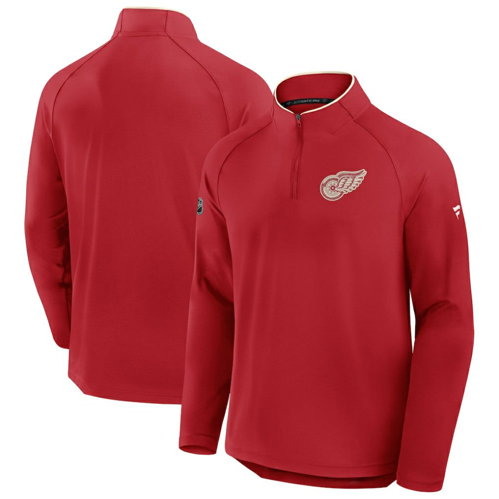 NHL Detroit Red Wings Fanatics Authentic Pro Rink Training Centennial Raglan Quarter-Zip Pullover