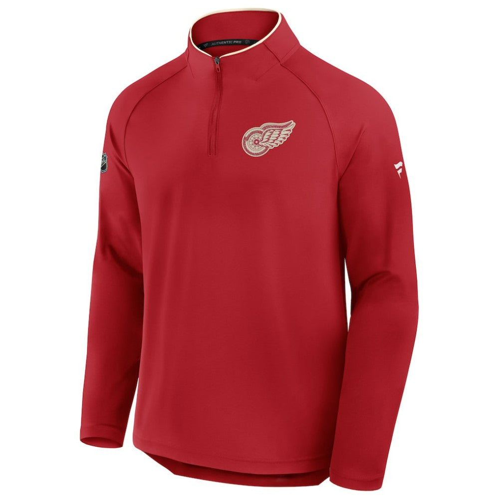 NHL Detroit Red Wings Fanatics Authentic Pro Rink Training Centennial Raglan Quarter-Zip Pullover
