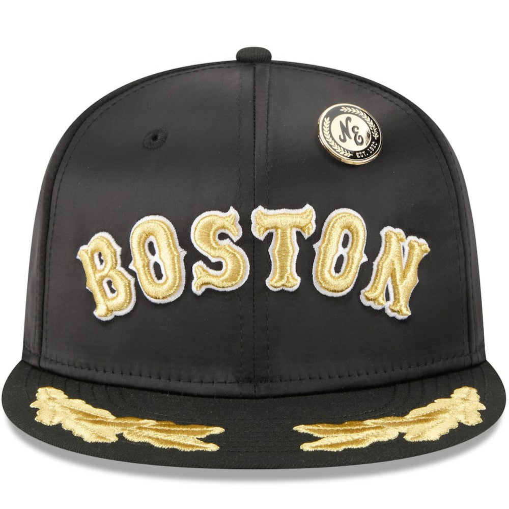 Black Boston Red Sox New Era 2025 59FIFTY Day Gold Leaf 59FIFTY Fitted Hat