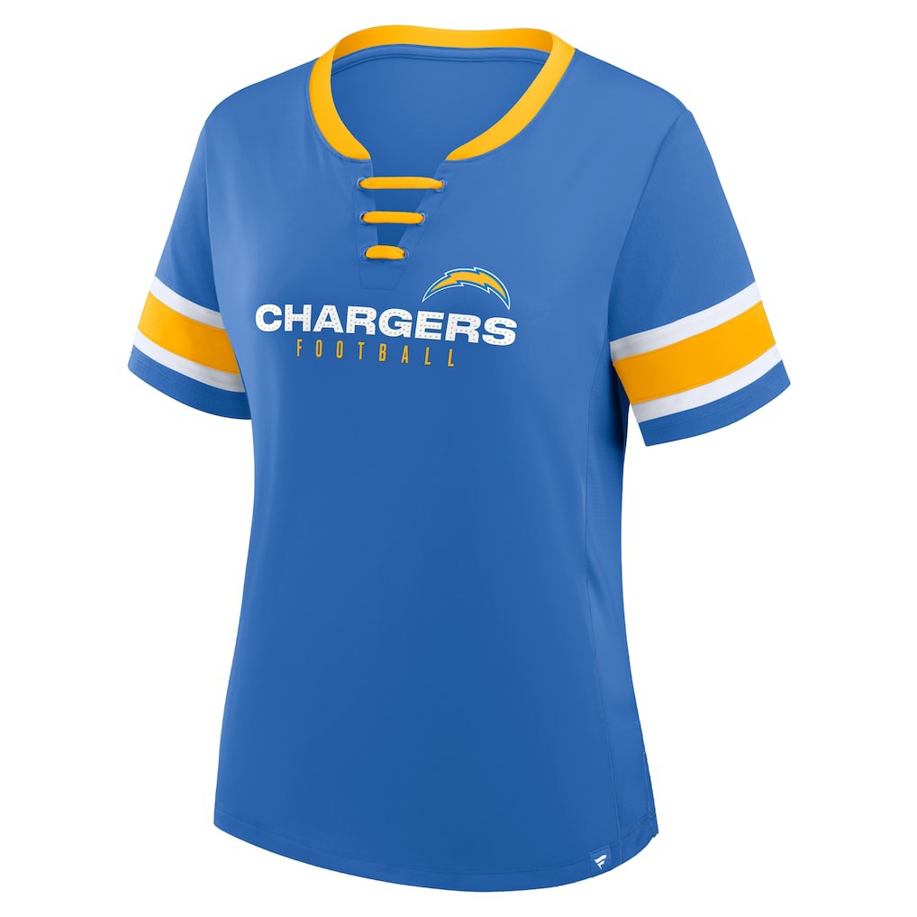 Women's Redzone Draw Play Athena Lace-Up T-Shirt - Los Angeles Chargers T-shirts