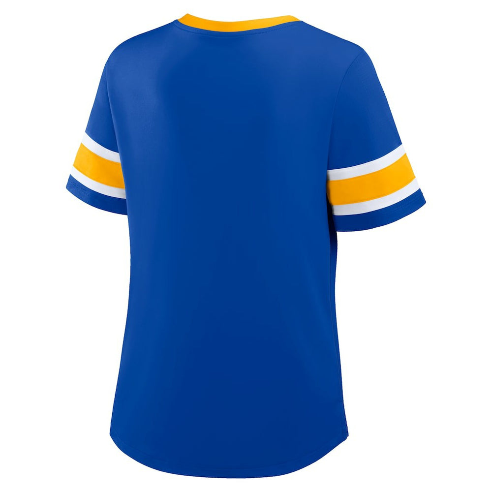 Women's Redzone Draw Play Athena Lace-Up T-Shirt - Los Angeles Rams T-shirts