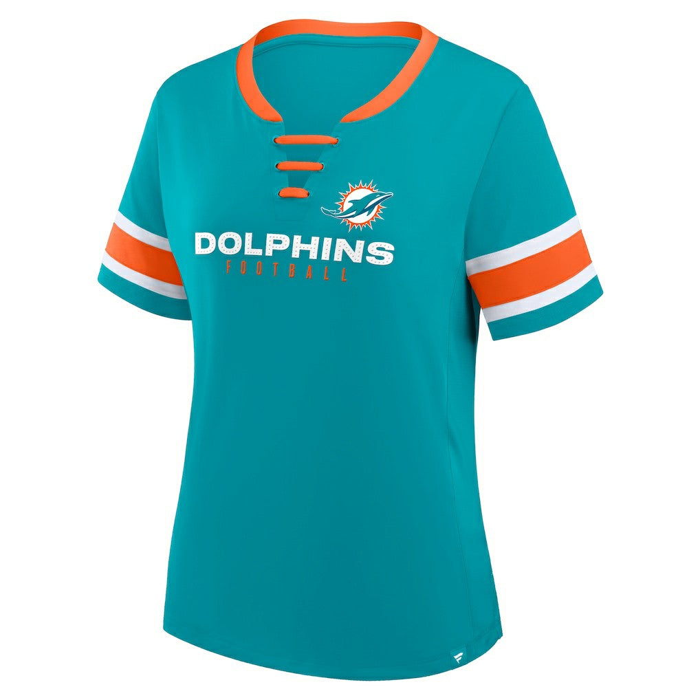 Women's Redzone Draw Play Athena Lace-Up T-Shirt - Miami Dolphins T-shirts
