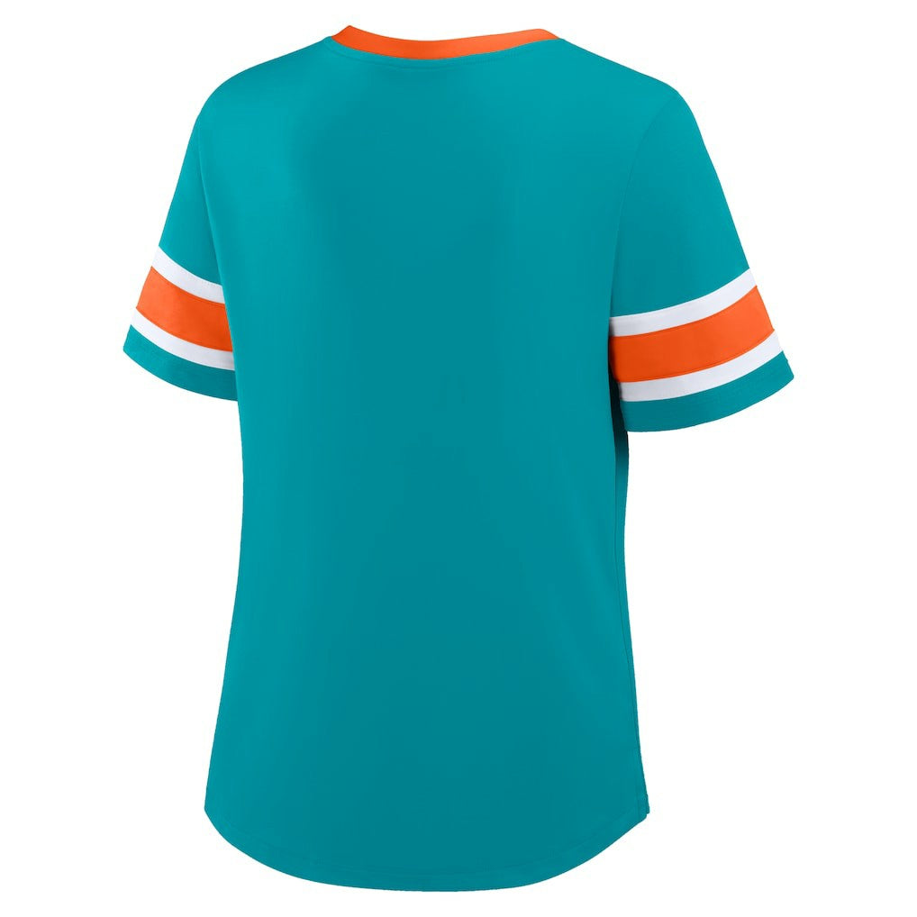 Women's Redzone Draw Play Athena Lace-Up T-Shirt - Miami Dolphins T-shirts