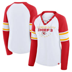 Women's Redzone Blitz Package Raglan Lace-Up V-Neck Long Sleeve T-Shirt - Kansas City Chiefs T-shirts