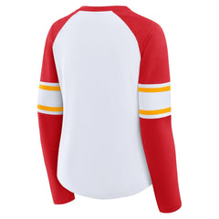 Women's Redzone Blitz Package Raglan Lace-Up V-Neck Long Sleeve T-Shirt - Kansas City Chiefs T-shirts
