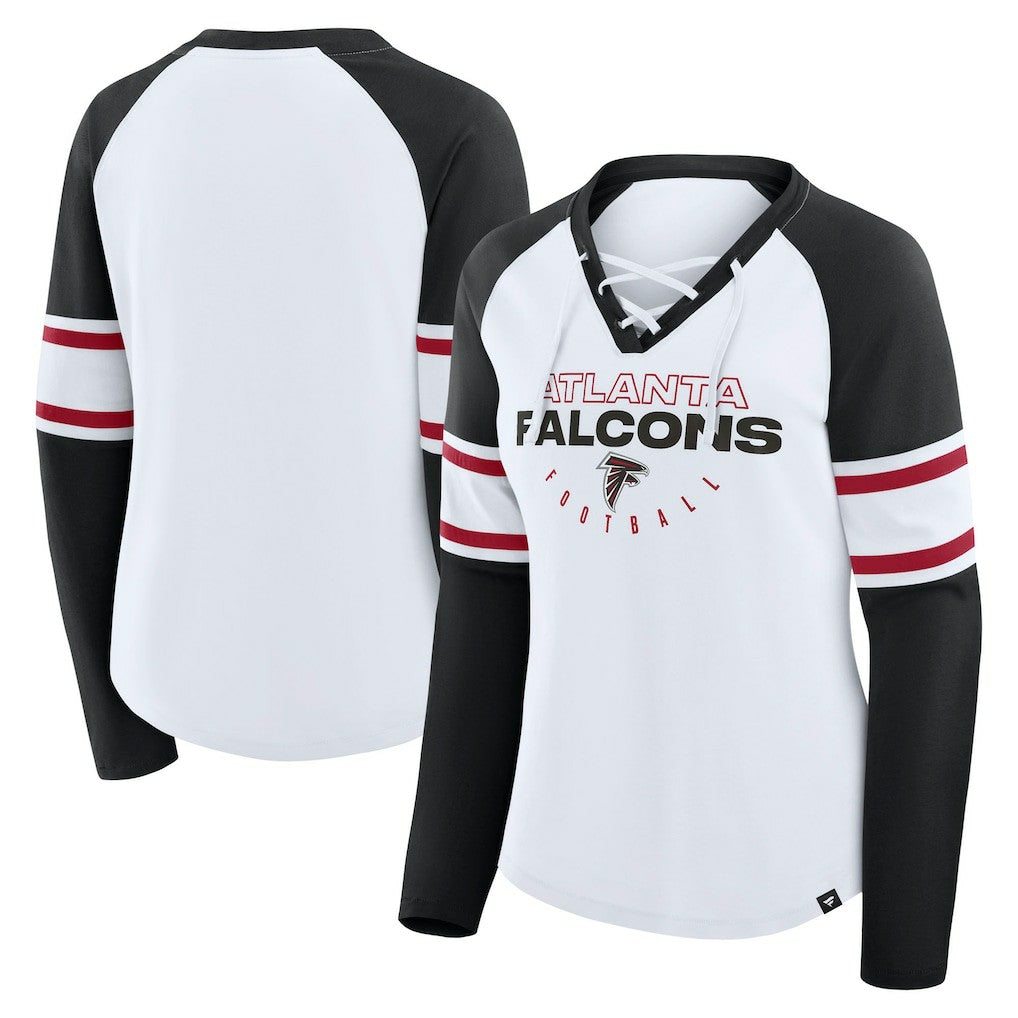 Women's Redzone Blitz Package Raglan Lace-Up V-Neck Long Sleeve T-Shirt - Atlanta Falcons T-shirts