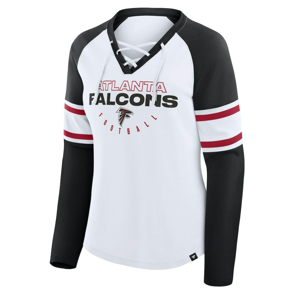 Women's Redzone Blitz Package Raglan Lace-Up V-Neck Long Sleeve T-Shirt - Atlanta Falcons T-shirts