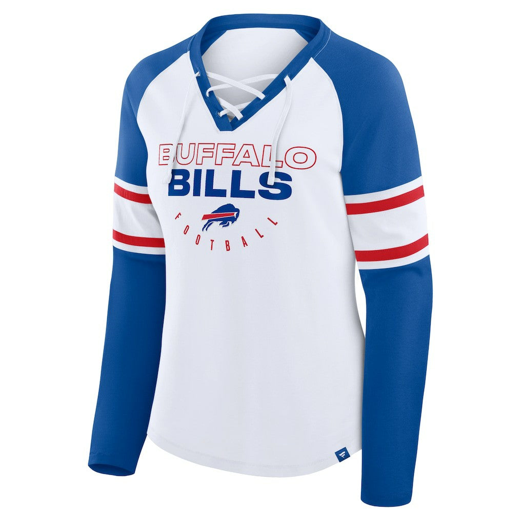 Women's Redzone Blitz Package Raglan Lace-Up V-Neck Long Sleeve T-Shirt - Buffalo Bills T-shirts