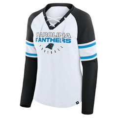 Women's Redzone Blitz Package Raglan Lace-Up V-Neck Long Sleeve T-Shirt - Carolina Panthers T-shirts