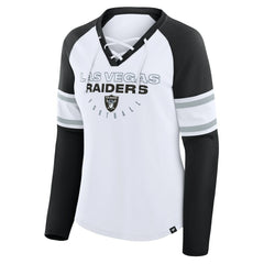 Women's Redzone Blitz Package Raglan Lace-Up V-Neck Long Sleeve T-Shirt - Las Vegas Raiders T-shirts