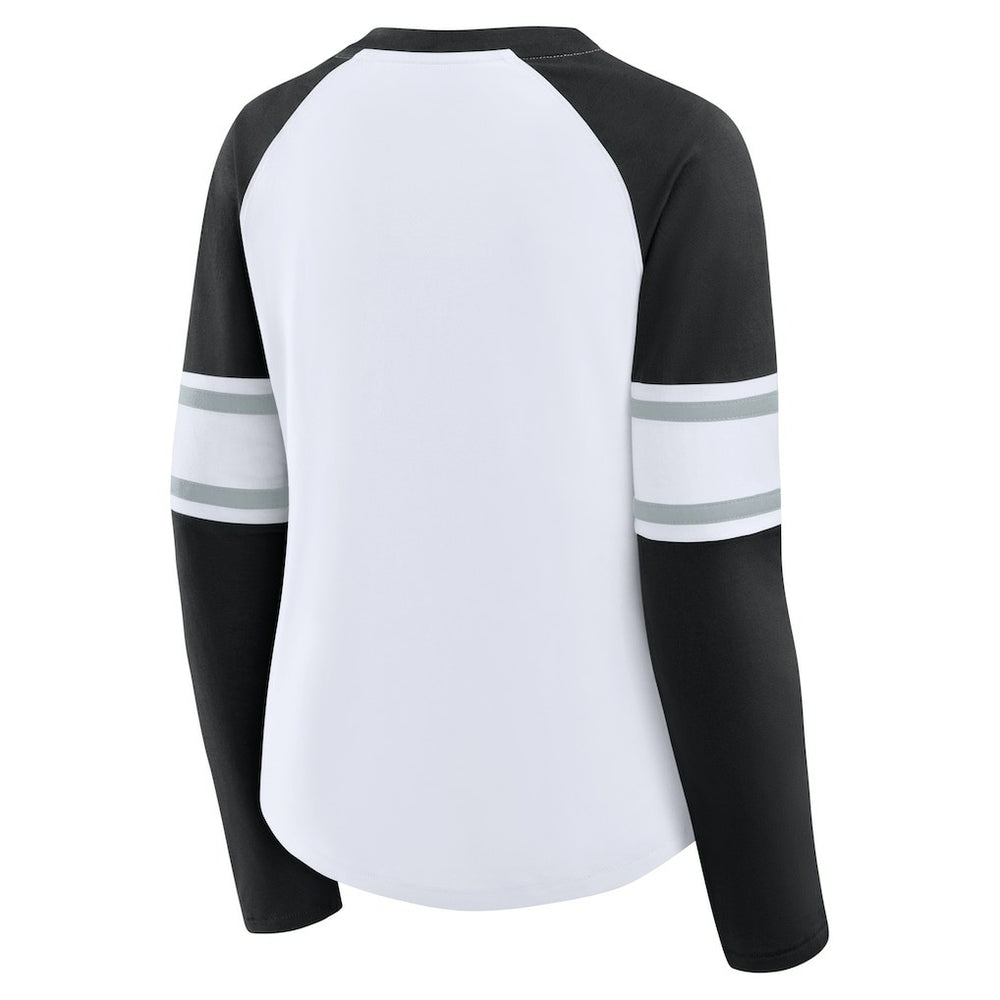 Women's Redzone Blitz Package Raglan Lace-Up V-Neck Long Sleeve T-Shirt - Las Vegas Raiders T-shirts