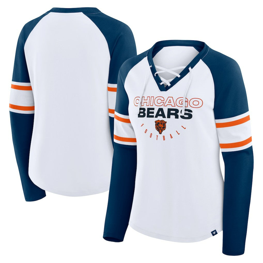 Women's Redzone Blitz Package Raglan Lace-Up V-Neck Long Sleeve T-Shirt - Chicago Bears T-shirts