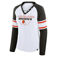Women's Redzone Blitz Package Raglan Lace-Up V-Neck Long Sleeve T-Shirt - Cleveland Browns T-shirts