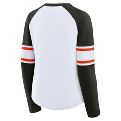 Women's Redzone Blitz Package Raglan Lace-Up V-Neck Long Sleeve T-Shirt - Cleveland Browns T-shirts