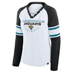 Women's Redzone Blitz Package Raglan Lace-Up V-Neck Long Sleeve T-Shirt - Jacksonville Jaguars T-shirts