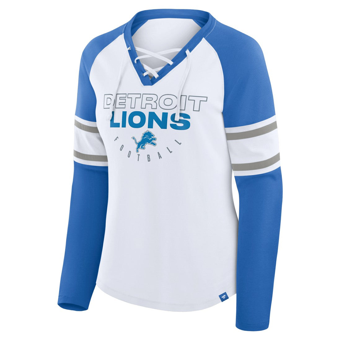 Women's Redzone Blitz Package Raglan Lace-Up V-Neck Long Sleeve T-Shirt - Detroit Lions T-shirts