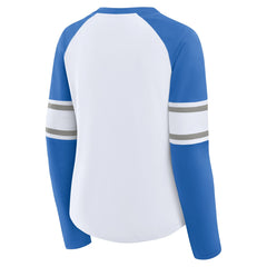 Women's Redzone Blitz Package Raglan Lace-Up V-Neck Long Sleeve T-Shirt - Detroit Lions T-shirts