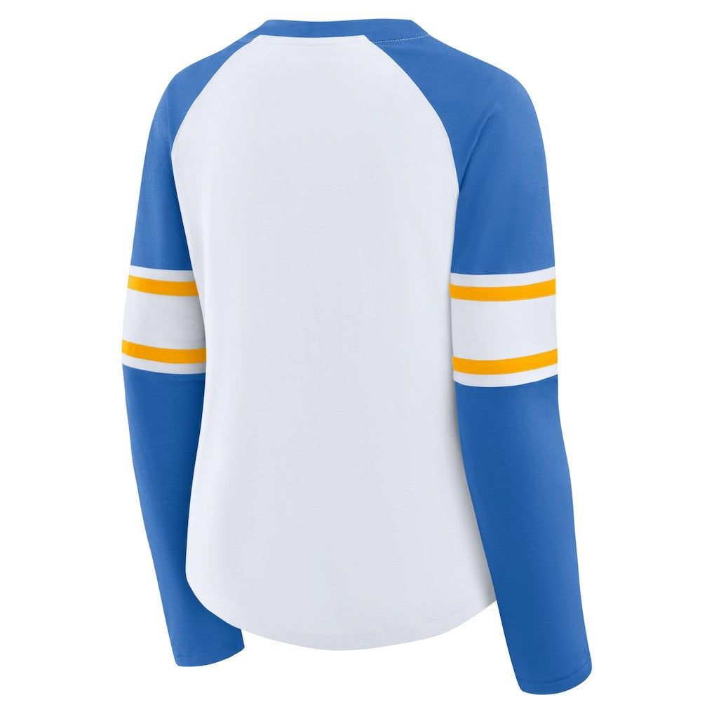 Women's Redzone Blitz Package Raglan Lace-Up V-Neck Long Sleeve T-Shirt - Los Angeles Chargers T-shirts