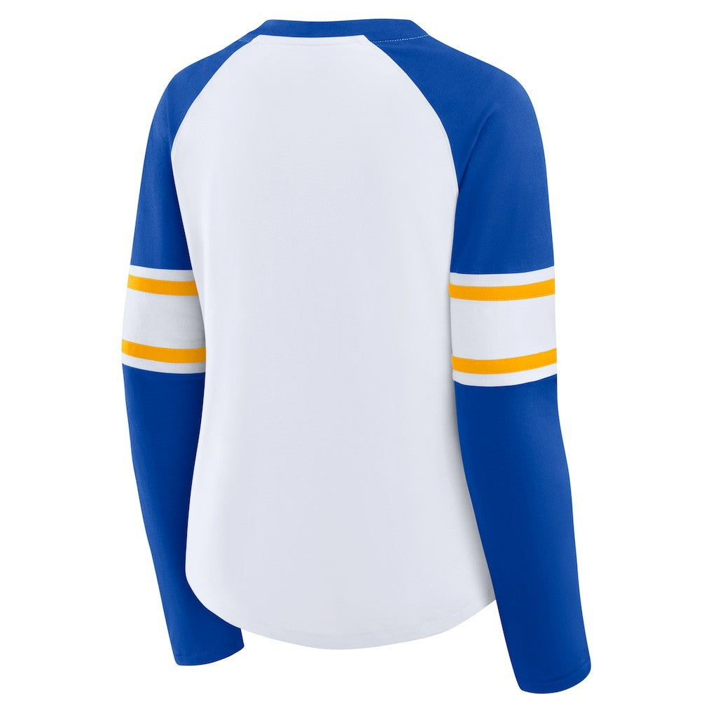 Women's Redzone Blitz Package Raglan Lace-Up V-Neck Long Sleeve T-Shirt - Los Angeles Rams T-shirts