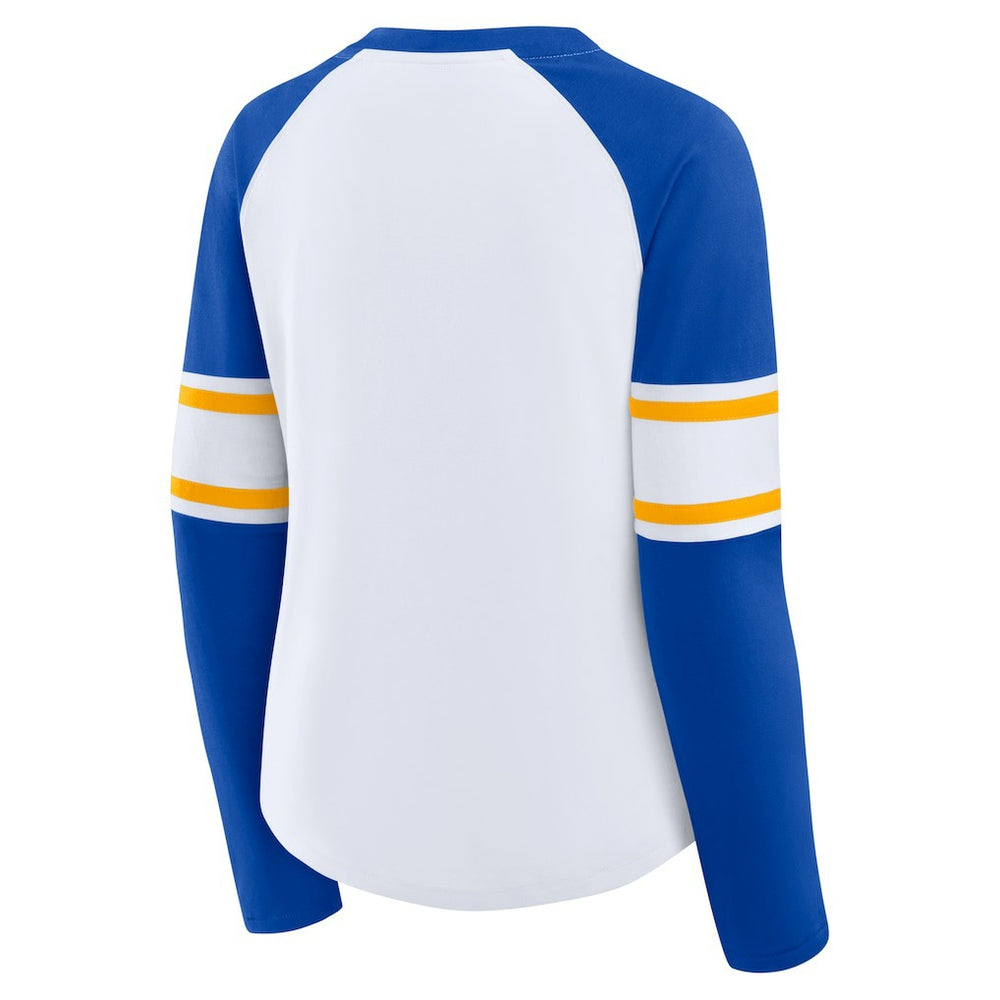 Women's Redzone Blitz Package Raglan Lace-Up V-Neck Long Sleeve T-Shirt - Los Angeles Rams T-shirts