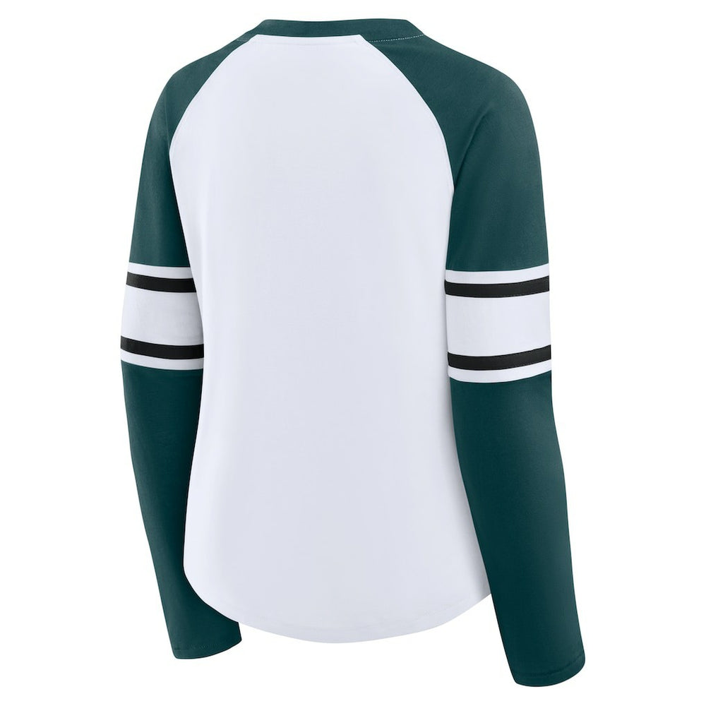 Women's Redzone Blitz Package Raglan Lace-Up V-Neck Long Sleeve T-Shirt - Philadelphia Eagles T-shirts