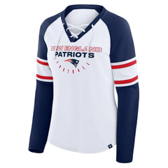 Women's Redzone Blitz Package Raglan Lace-Up V-Neck Long Sleeve T-Shirt - New England Patriots T-shirts