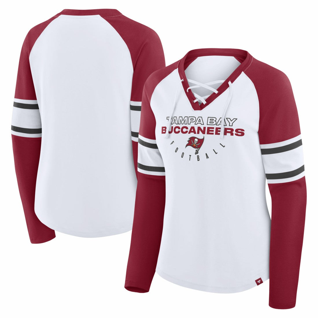 Women's Redzone Blitz Package Raglan Lace-Up V-Neck Long Sleeve T-Shirt - Tampa Bay Buccaneers T-shirts