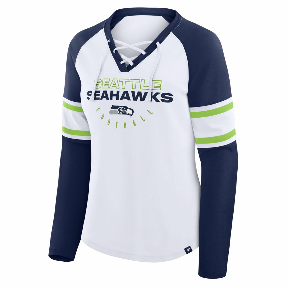 Women's Redzone Blitz Package Raglan Lace-Up V-Neck Long Sleeve T-Shirt - Seattle Seahawks T-shirts