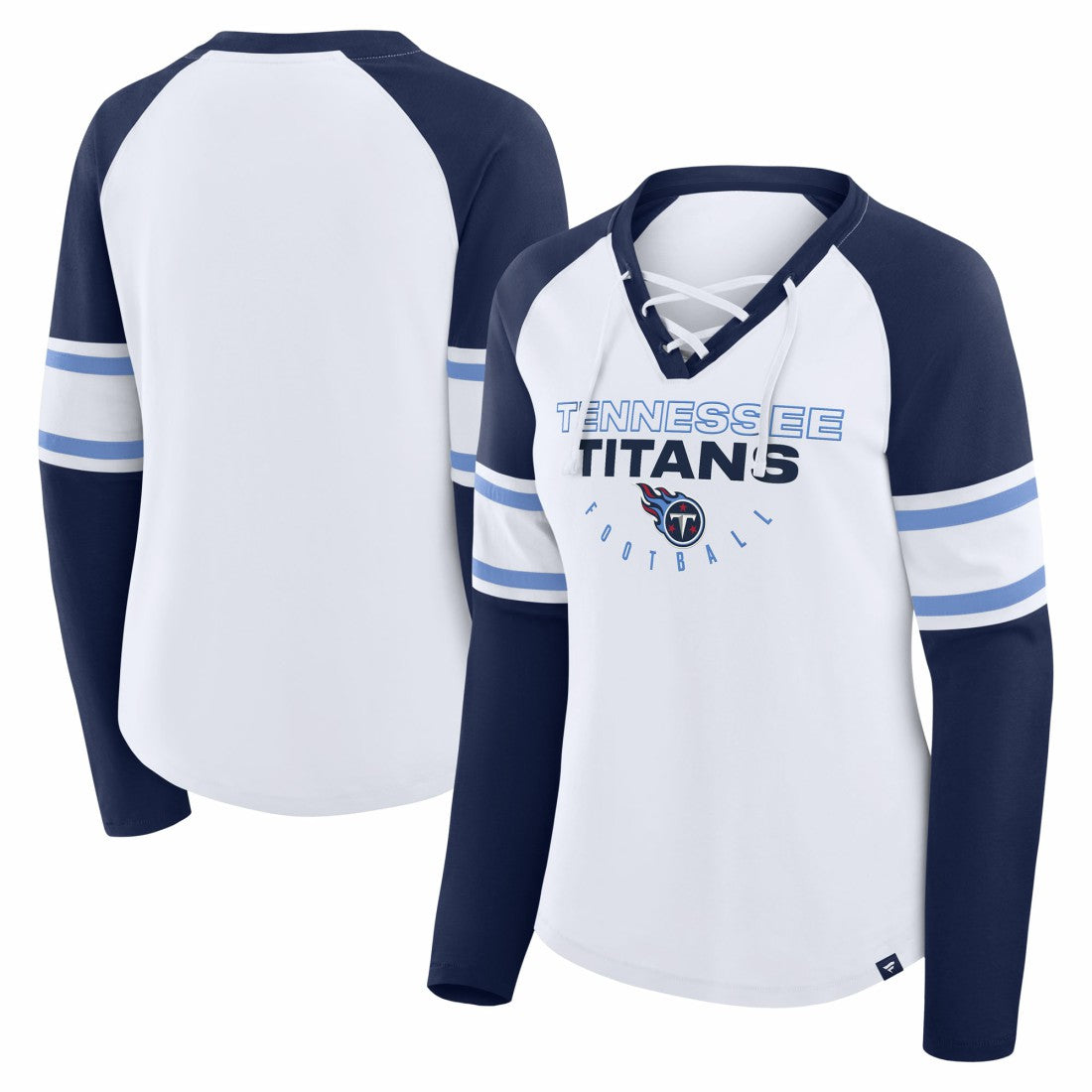 Women's Redzone Blitz Package Raglan Lace-Up V-Neck Long Sleeve T-Shirt - Tennessee Titans T-shirts