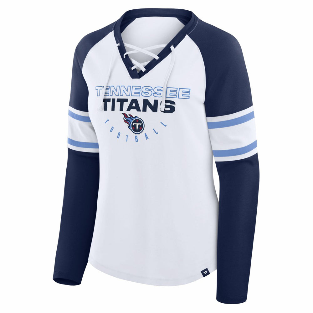 Women's Redzone Blitz Package Raglan Lace-Up V-Neck Long Sleeve T-Shirt - Tennessee Titans T-shirts