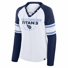 Women's Redzone Blitz Package Raglan Lace-Up V-Neck Long Sleeve T-Shirt - Tennessee Titans T-shirts