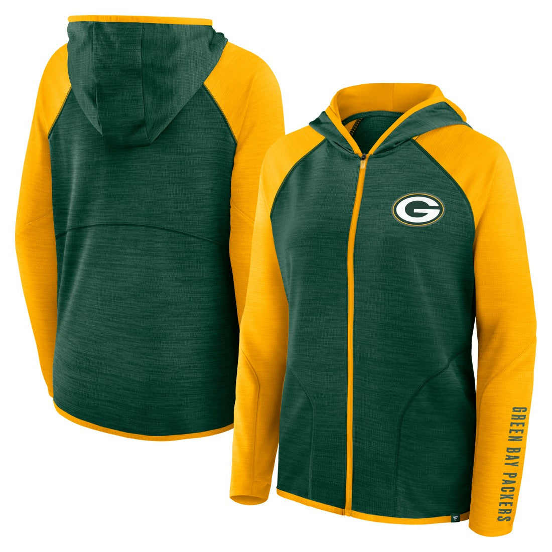 Women's Redzone End Around Pass Raglan Full-Zip Hoodie - Green Bay Packers Hoodies