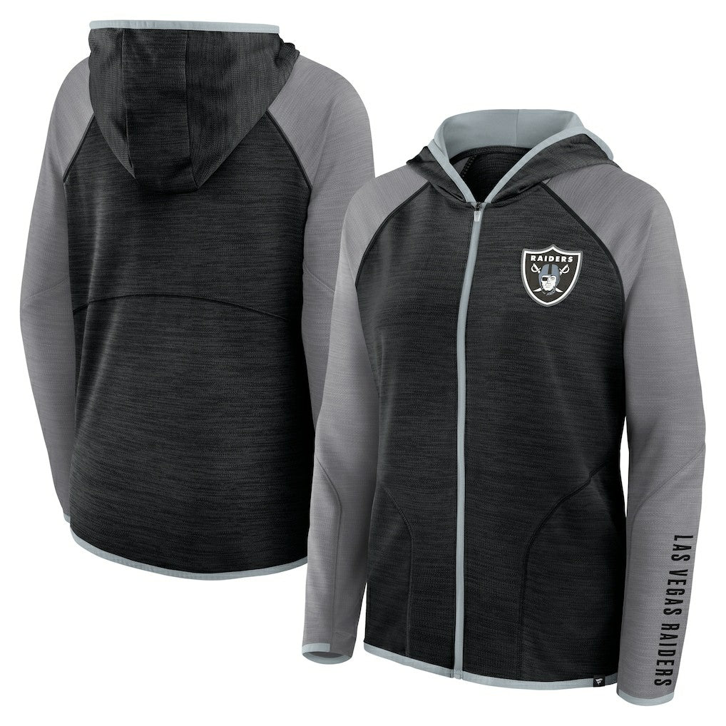 Women's Redzone End Around Pass Raglan Full-Zip Hoodie - Las Vegas Raiders Hoodies