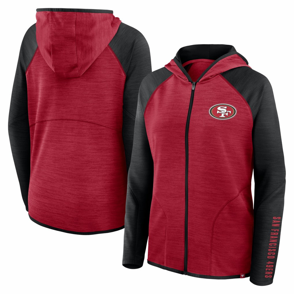 Women's Redzone End Around Pass Raglan Full-Zip Hoodie - San Francisco 49ers Hoodies