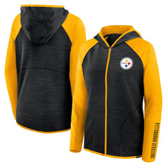 Women's Redzone End Around Pass Raglan Full-Zip Hoodie - Pittsburgh Steelers Hoodies