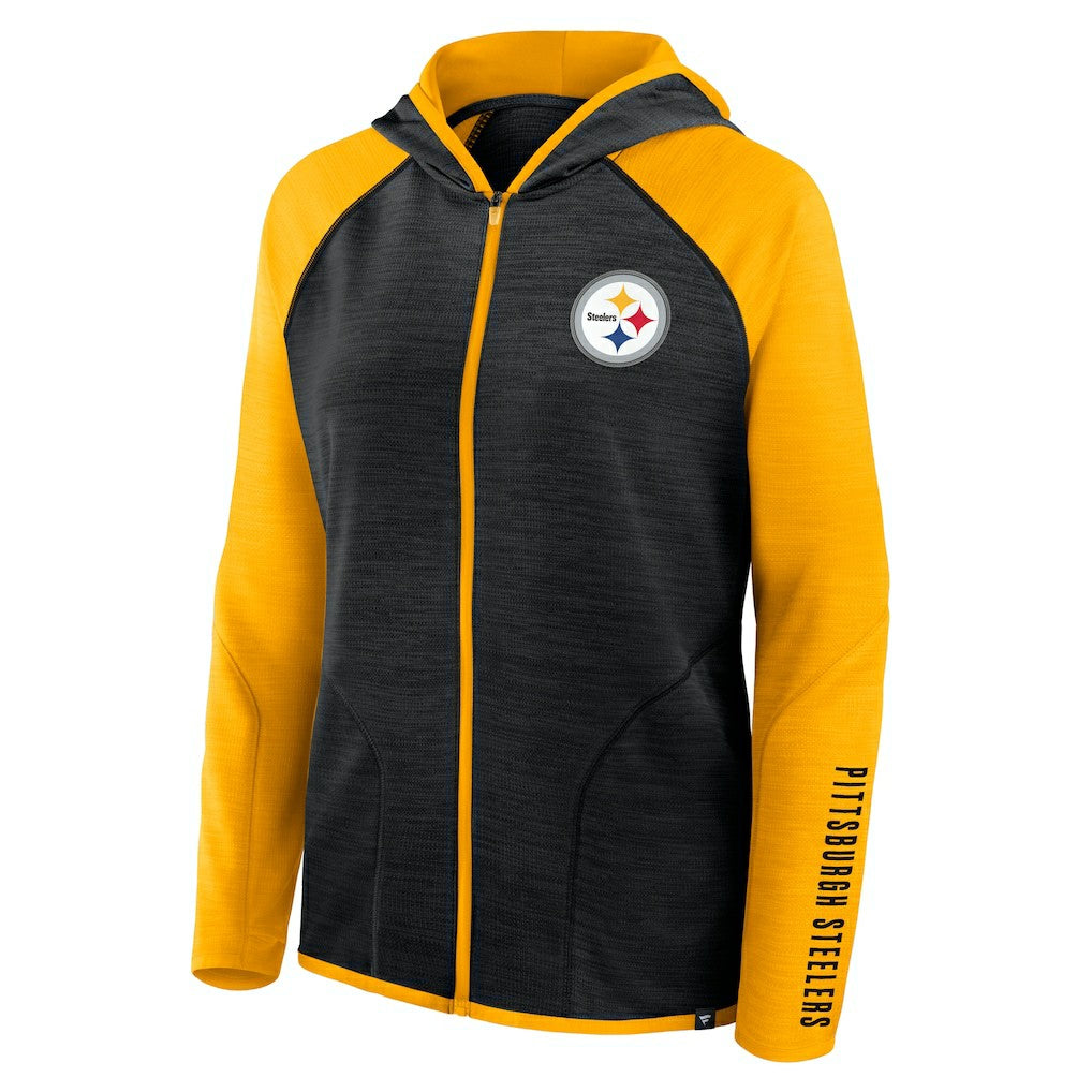 Women's Redzone End Around Pass Raglan Full-Zip Hoodie - Pittsburgh Steelers Hoodies