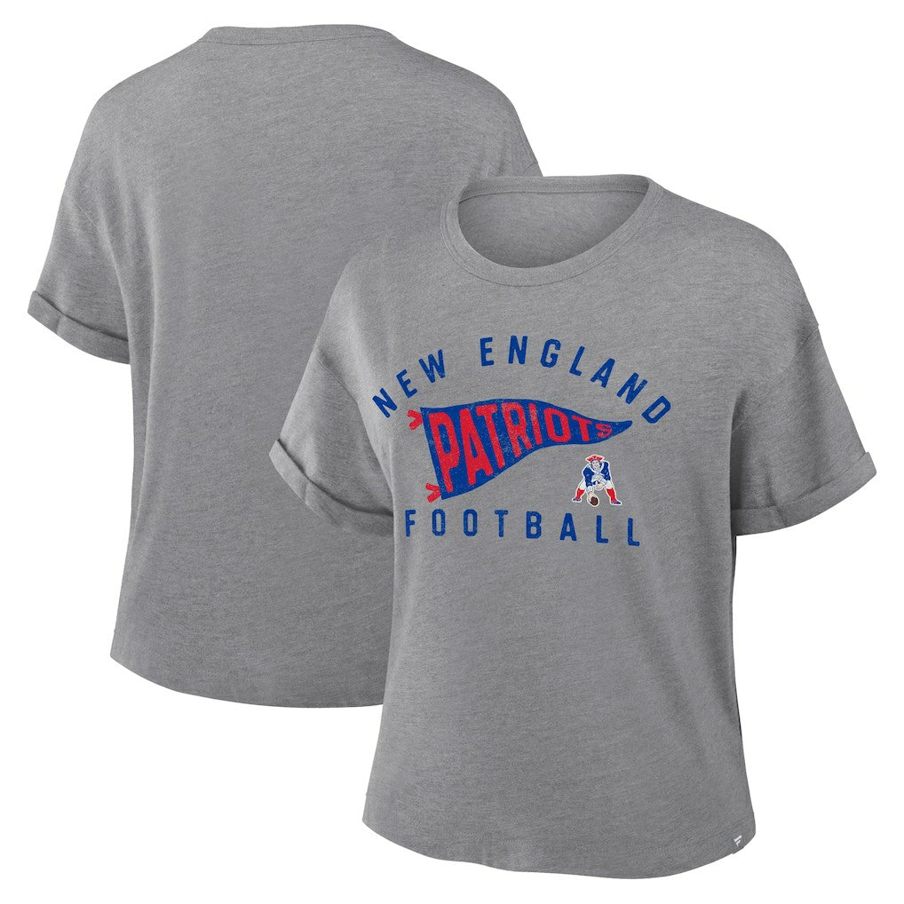 Women's Pennant Wave Tribute Tri-Blend Boxy T-Shirt - New England Patriots T-shirts