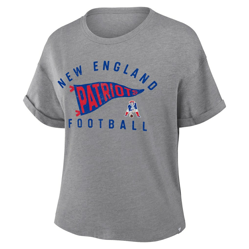 Women's Pennant Wave Tribute Tri-Blend Boxy T-Shirt - New England Patriots T-shirts