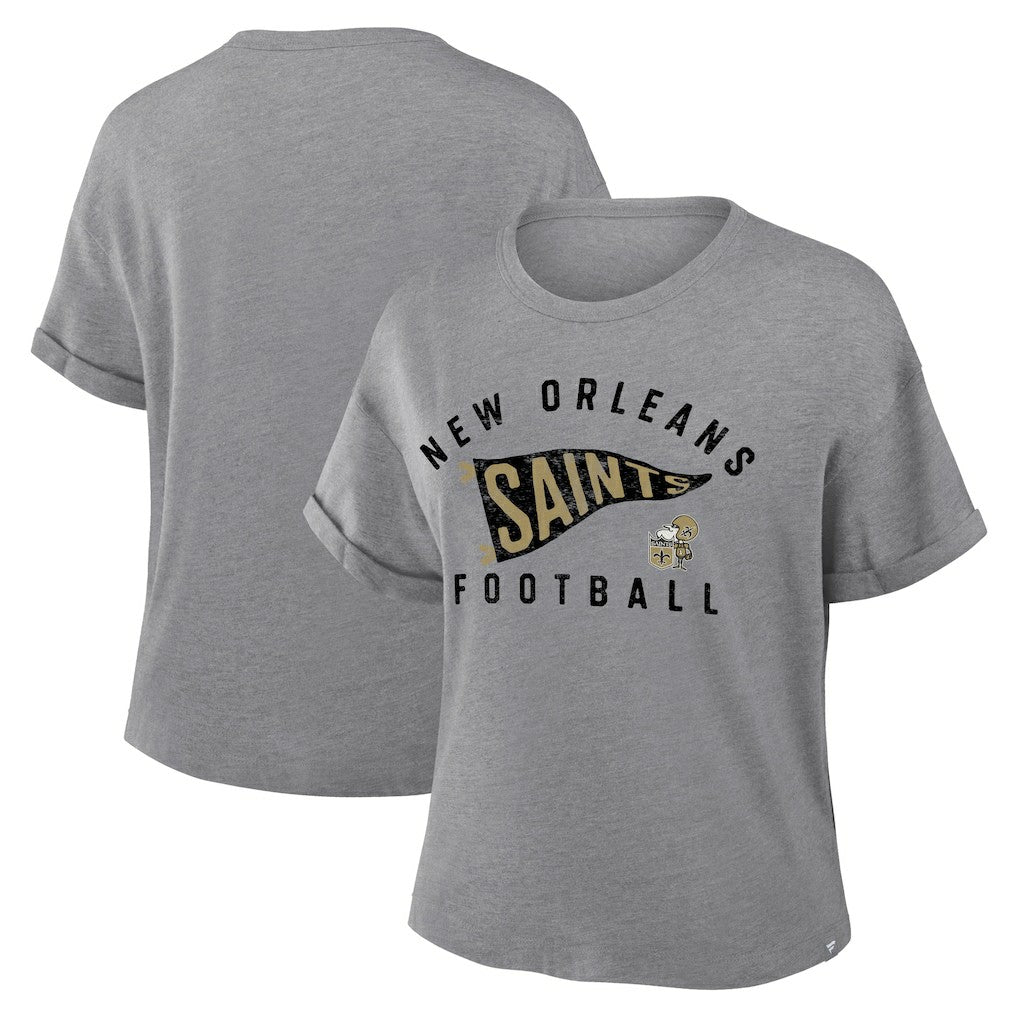 Women's Pennant Wave Tribute Tri-Blend Boxy T-Shirt - New Orleans Saints T-shirts