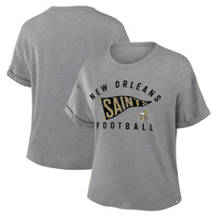 Women's Pennant Wave Tribute Tri-Blend Boxy T-Shirt - New Orleans Saints T-shirts