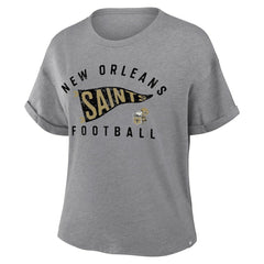 Women's Pennant Wave Tribute Tri-Blend Boxy T-Shirt - New Orleans Saints T-shirts