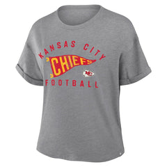 Women's Pennant Wave Tribute Tri-Blend Boxy T-Shirt - Kansas City Chiefs T-shirts