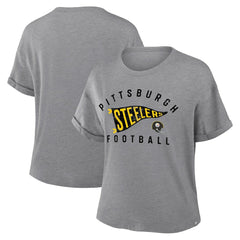 Women's Pennant Wave Tribute Tri-Blend Boxy T-Shirt - Pittsburgh Steelers T-shirts