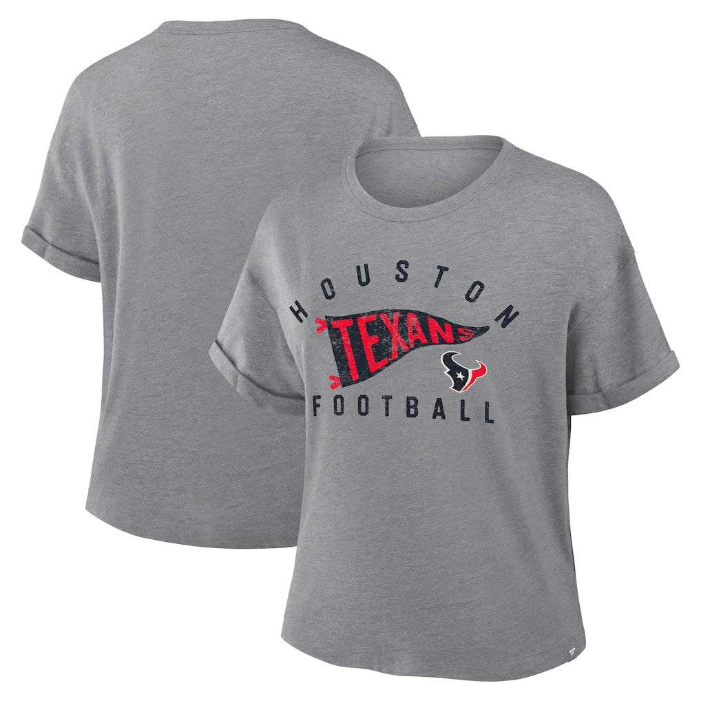 Women's Pennant Wave Tribute Tri-Blend Boxy T-Shirt - Houston Texans T-shirts