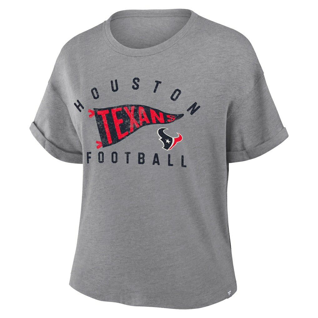 Women's Pennant Wave Tribute Tri-Blend Boxy T-Shirt - Houston Texans T-shirts