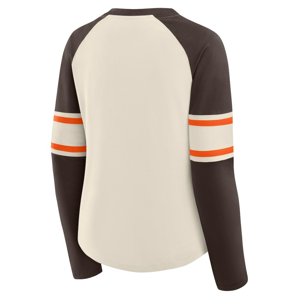 Women's Hometown Gridiron Hero Raglan Lace-Up V-Neck Long Sleeve T-Shirt - Cleveland Browns T-shirts