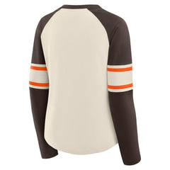 Women's Hometown Gridiron Hero Raglan Lace-Up V-Neck Long Sleeve T-Shirt - Cleveland Browns T-shirts
