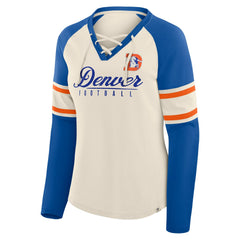 Women's Hometown Gridiron Hero Raglan Lace-Up V-Neck Long Sleeve T-Shirt - Denver Broncos T-shirts