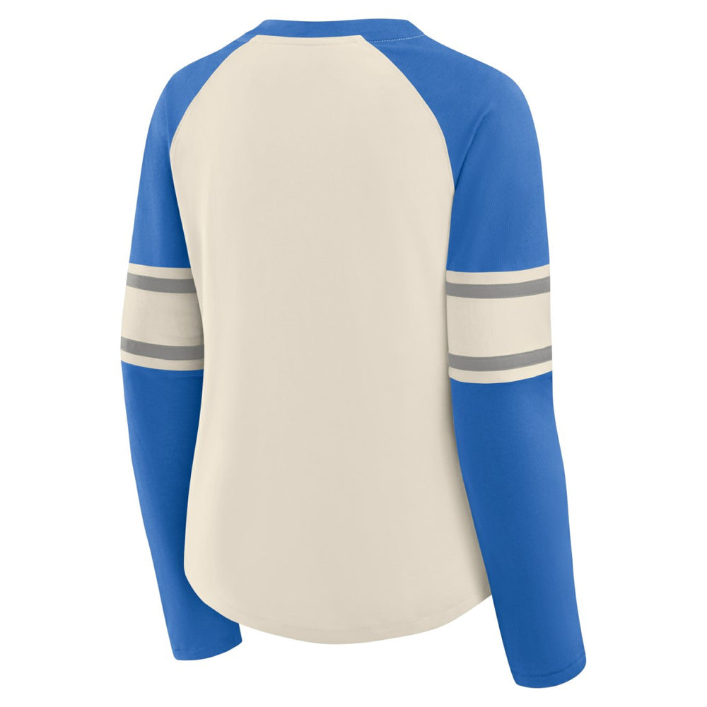 Women's Hometown Gridiron Hero Raglan Lace-Up V-Neck Long Sleeve T-Shirt - Detroit Lions T-shirts